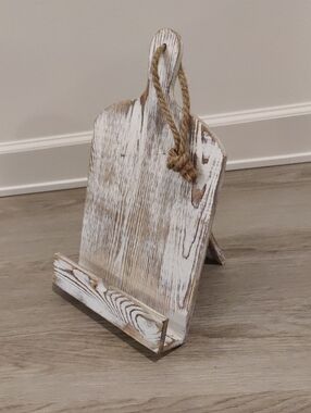 Rustic Whitewashed Wood Recipe/Tablet Stand Vintage Inspired Y2K Earthy Cottage